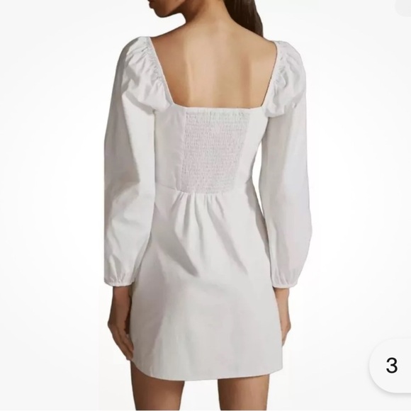 NWOT Free People A-line Linen Mini Dress Long Balloon Sleeve White - Picture 7 of 7